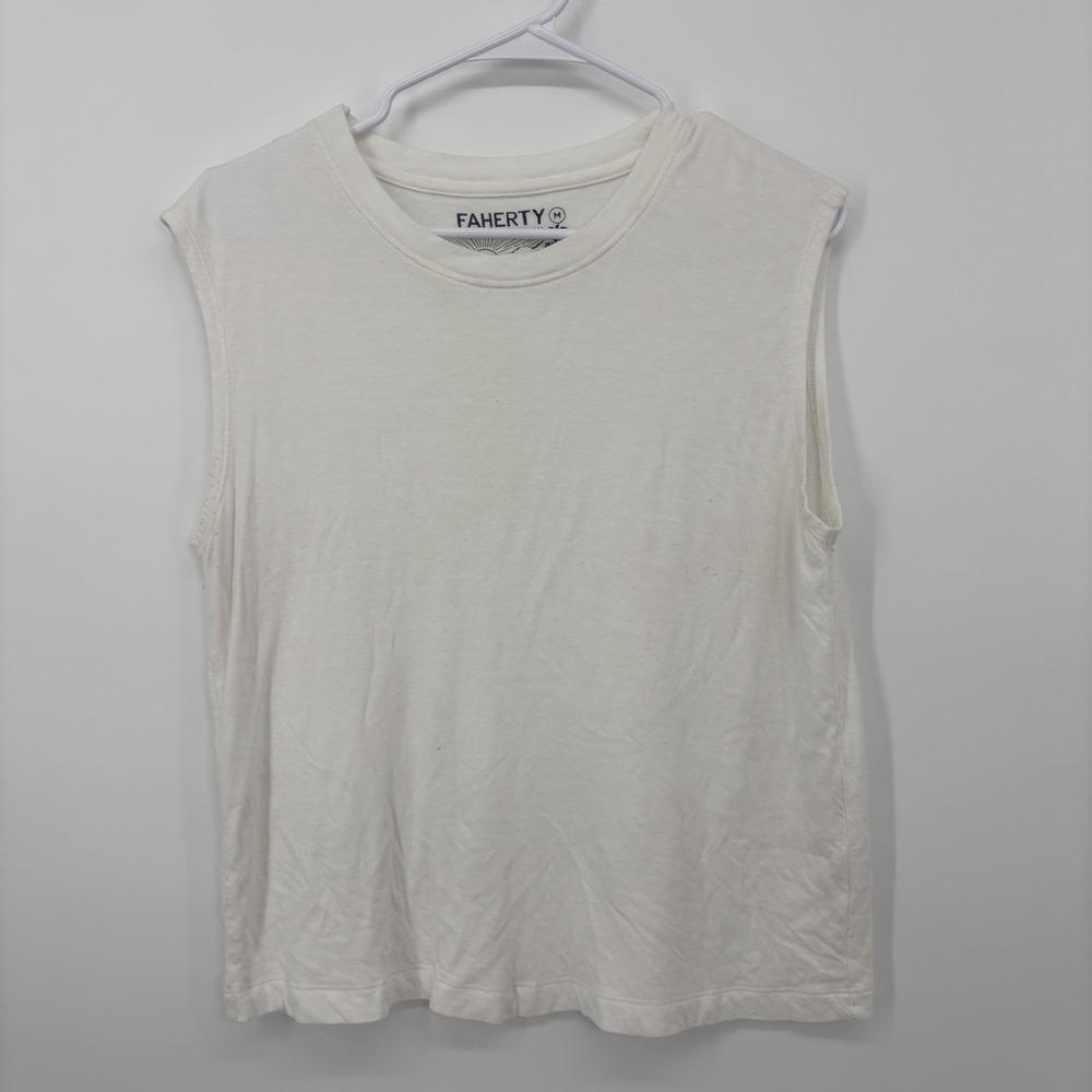 Faherty White Cloud Cotton Muscle Tee Sleeveless Tank Top Women's Size Medium